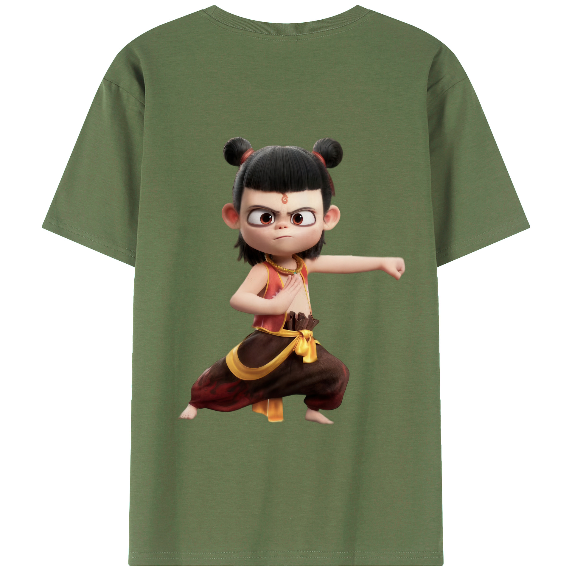 （画像用） Ne Zha 2 ナタ 魔童の大暴れ 綿100％ メンズ半袖Tシャツ（バックプリント） 通気性